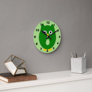 Horloge Ronde Conception de la chouette verte