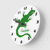 Horloge Ronde Conception de lézard vert personnalisée (Angle)