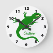 Horloge Ronde Conception de lézard vert personnalisée (Recto)