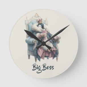 Horloge Ronde Conception de manchot d'hiver Big Boss