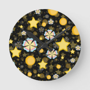 Horloge Ronde Conception de motif de fleurs d'étoiles solaires s