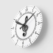 Horloge Ronde Conception de note de musique de clef triple (Angle)