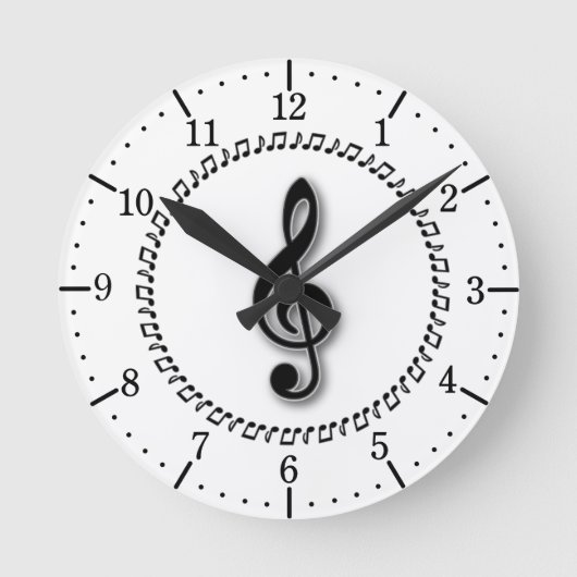 Horloge Ronde Conception de note de musique de clef triple (Recto)
