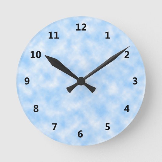 Horloge Ronde Conception de nuages bleus et blancs (Recto)
