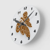 Horloge Ronde Conception de papillon de couleur chocolat (Angle)