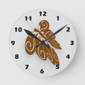 Horloge Ronde Conception de papillon de couleur chocolat (Recto)