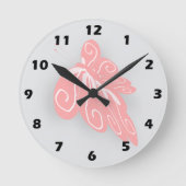 Horloge Ronde Conception de papillon de couleur rose (Recto)