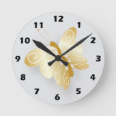 Horloge Ronde Conception de papillon doré (Recto)