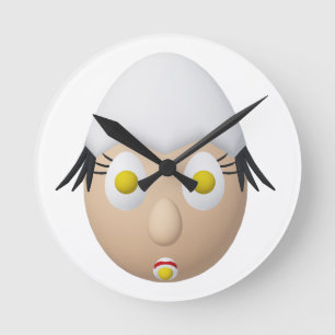 Horloge Ronde Conception de personnage d'œuf fantaisiste RG & RA