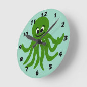 Horloge Ronde Conception de Pieuvre Verte (Angle)