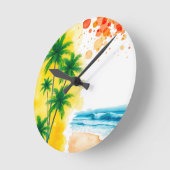 Horloge Ronde conception de plage “Été” (Angle)