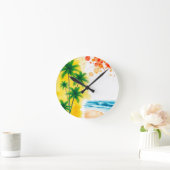 Horloge Ronde conception de plage “Été” (Maison)