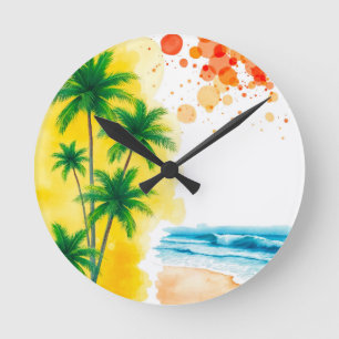 Horloge Ronde conception de plage “Été”