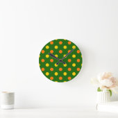 Horloge Ronde Conception de points orange jaune vert (Maison)