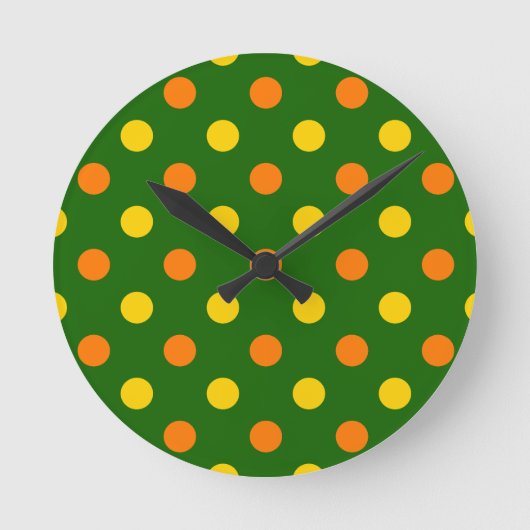 Horloge Ronde Conception de points orange jaune vert (Recto)