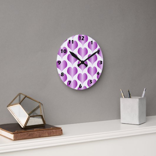 Horloge Ronde Conception de Purple Hearts (Bureau)