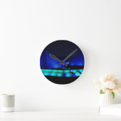 Horloge Ronde Conception de pyramides bleues (Maison)