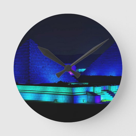 Horloge Ronde Conception de pyramides bleues (Recto)