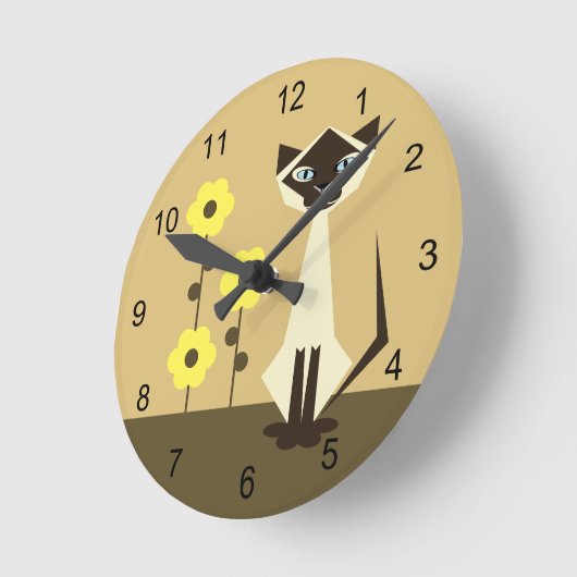 Horloge Ronde Conception de Siamese Cat (Angle)