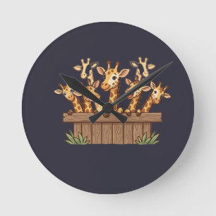 Horloge Ronde Conception de T-Shirt de girafes qui regardent - D