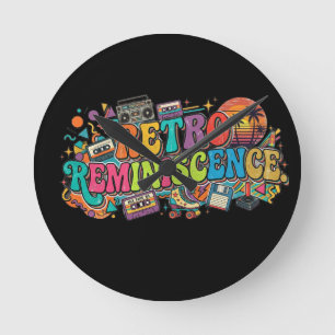Horloge Ronde Conception de T-Shirt Rétro Nostalgie