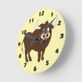 Horloge Ronde Conception de taureau marron (Angle)
