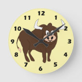 Horloge Ronde Conception de taureau marron (Recto)