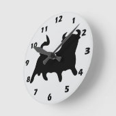 Horloge Ronde Conception de taureau noir (Angle)