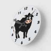 Horloge Ronde Conception de taureau noir (Angle)