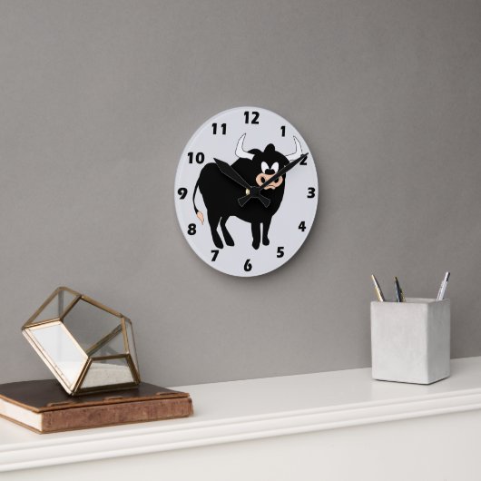 Horloge Ronde Conception de taureau noir (Bureau)