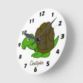 Horloge Ronde Conception de Tortue Personnalisée (Angle)