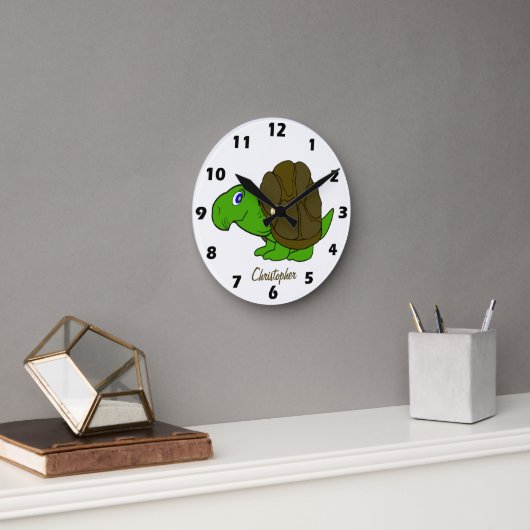 Horloge Ronde Conception de Tortue Personnalisée (Bureau)