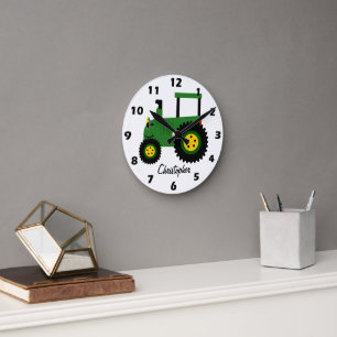 Horloge Ronde Conception de tracteur vert personnalisée