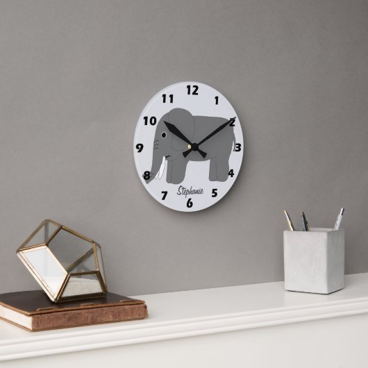 Horloge Ronde Conception d'éléphant personnalisée (Bureau)