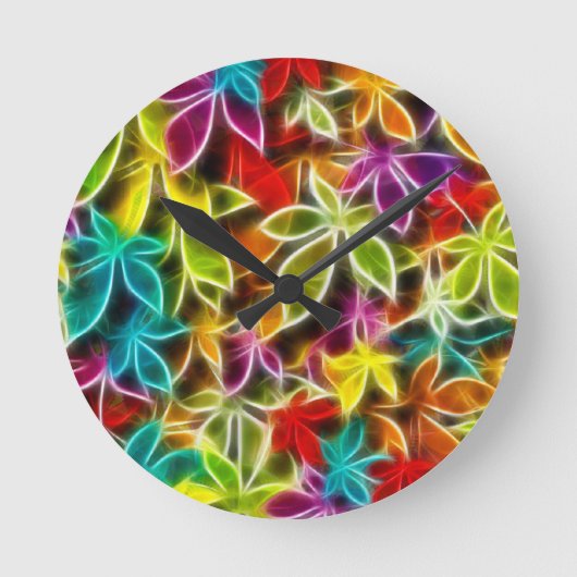 Horloge Ronde Conception des feuilles de fractalius (Recto)