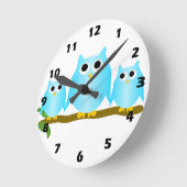 Horloge Ronde Conception des hiboux (Angle)