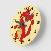 Horloge Ronde Conception Dragon Rouge (Angle)