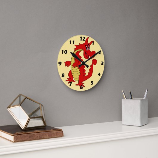 Horloge Ronde Conception Dragon Rouge (Bureau)