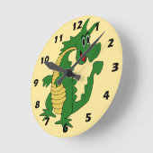 Horloge Ronde Conception Dragon Vert (Angle)