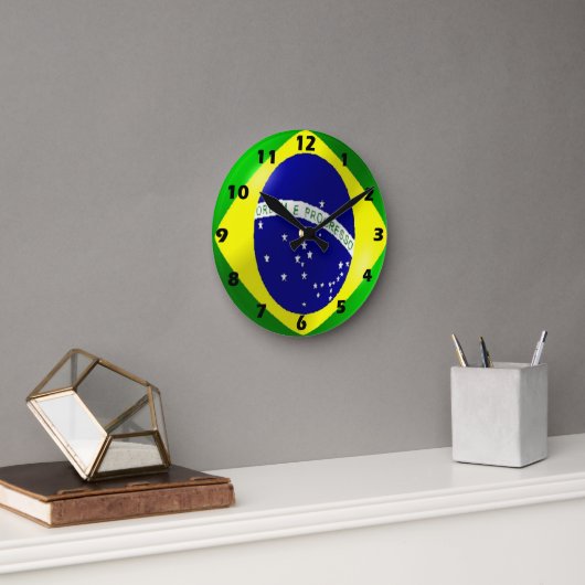 Horloge Ronde Conception du drapeau brésilien (Bureau)