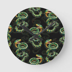 Horloge Ronde Conception du Motif de serpent Arrière - plan noir