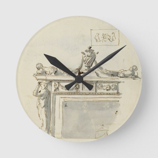 Horloge Ronde Conception esquissée pour une cheminée (le stylo (Recto)