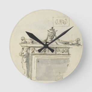 Horloge Ronde Conception esquissée pour une cheminée (le stylo