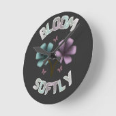 Horloge Ronde Conception florale de printemps Bloom Softly Paste (Angle)