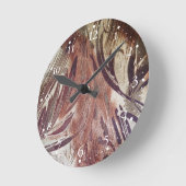 Horloge Ronde Conception florale marron abstraite 2 (Angle)