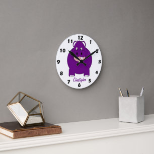 Horloge Ronde Conception Hippopotame Personnalisé