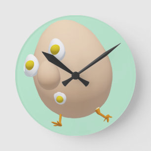 Horloge Ronde Conception mignonne de personnage d'œuf excentriqu