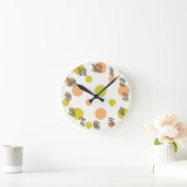 Horloge Ronde Conception rétro Avacado & Peach Polka Dot (Maison)