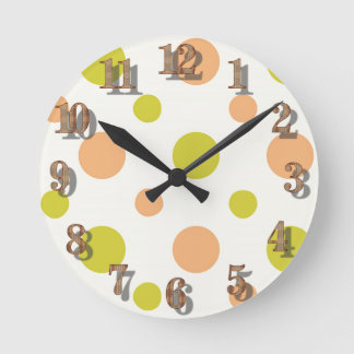 Horloge Ronde Conception rétro Avacado & Peach Polka Dot