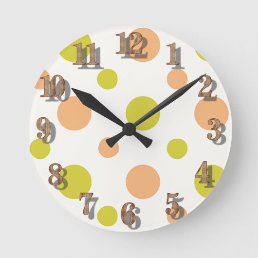 Horloge Ronde Conception rétro Avacado & Peach Polka Dot (Recto)